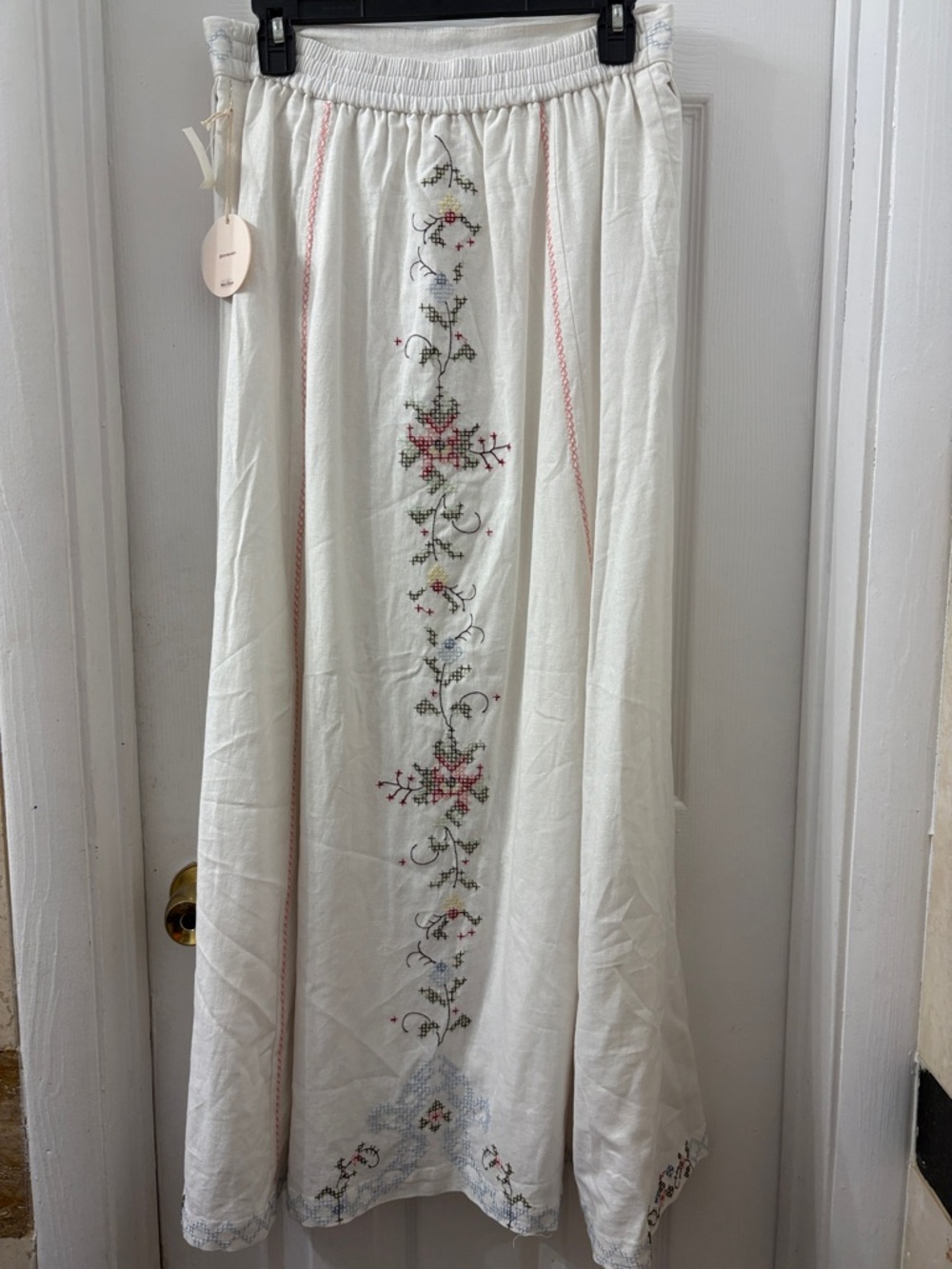 Camila Coelho ivory Maxi Dress with pink and green Embroidery set - Picture 4 of 6
